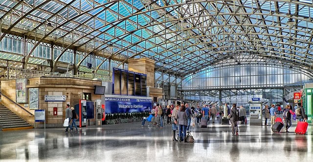 businessman arriving at Aberdeen train station