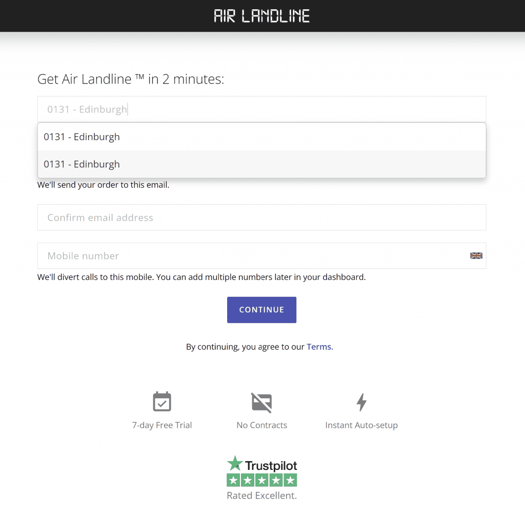 select the Edinburgh 0131 area code