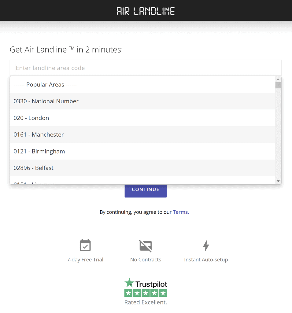 step 1 choose your desired area code