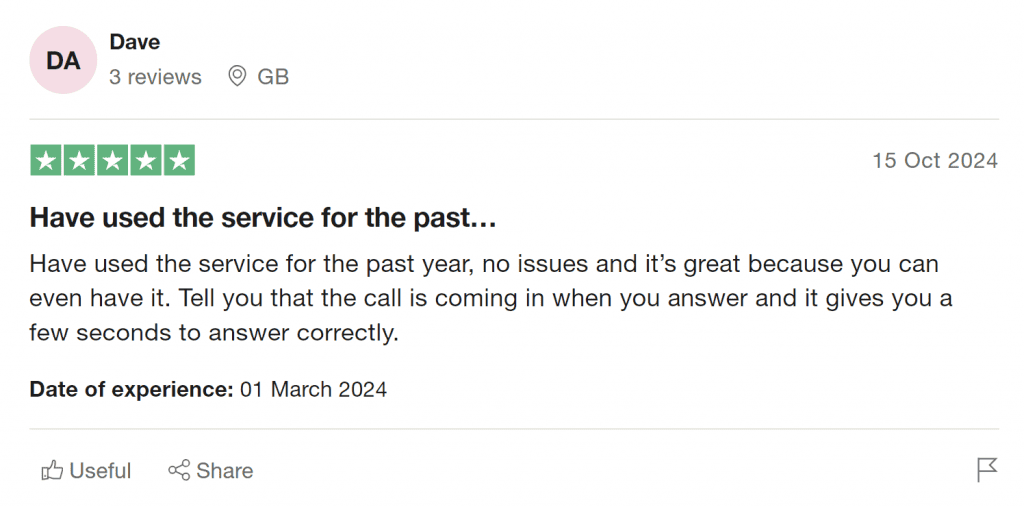 Dave Trustpilot review of Air Landline