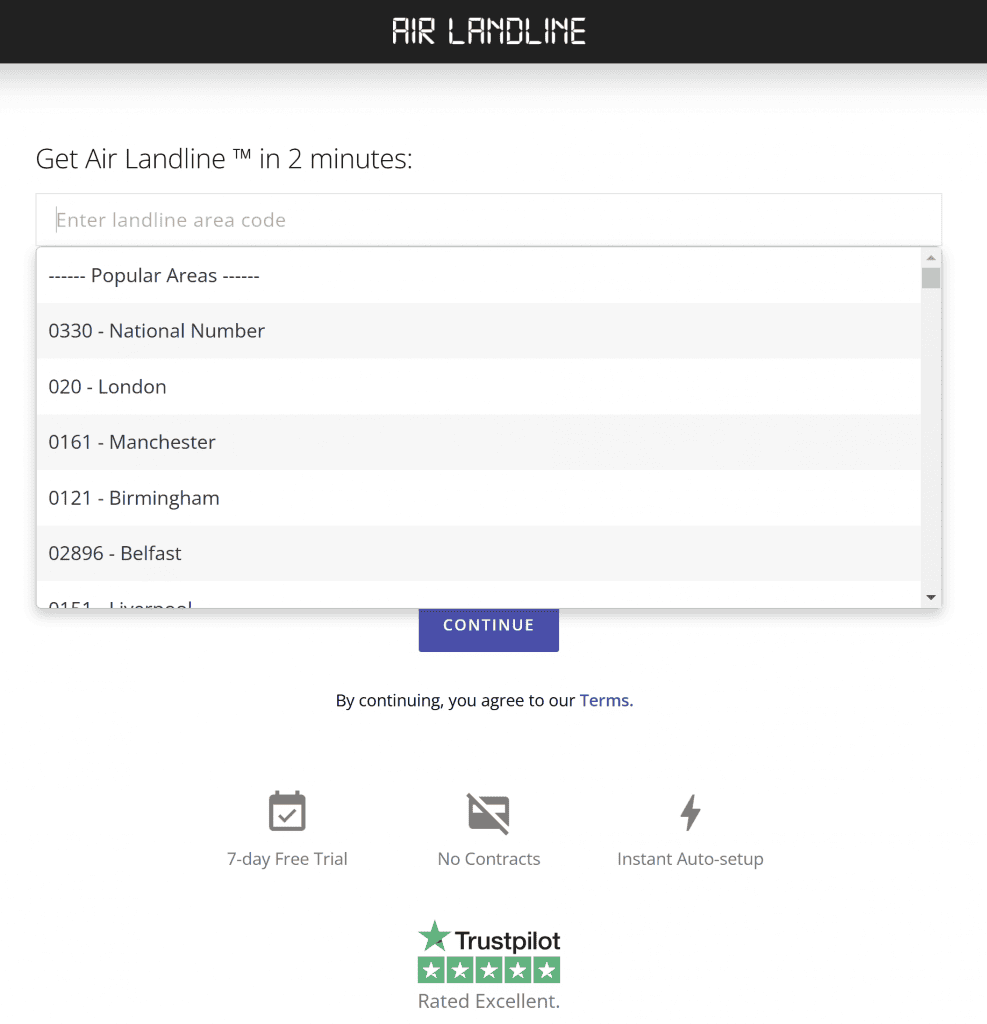 Select your preferred area code