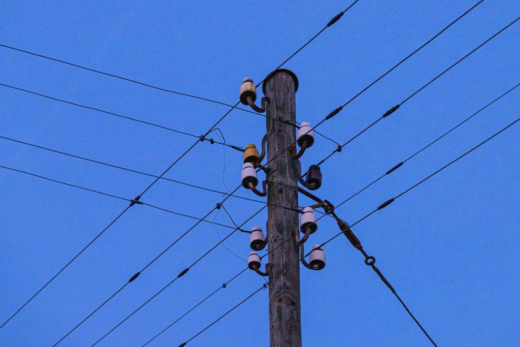 Wooden telephone pole