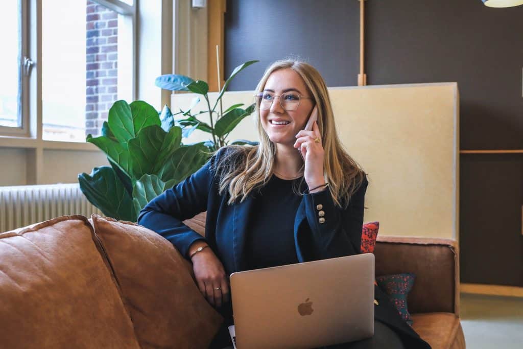 Nottingham business woman on a virtual business call